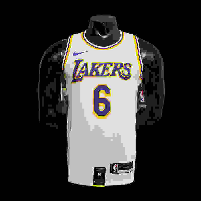 James #6 Lakers Round neck white NBA jersey Size︰XS-XXL Nike connect recognition