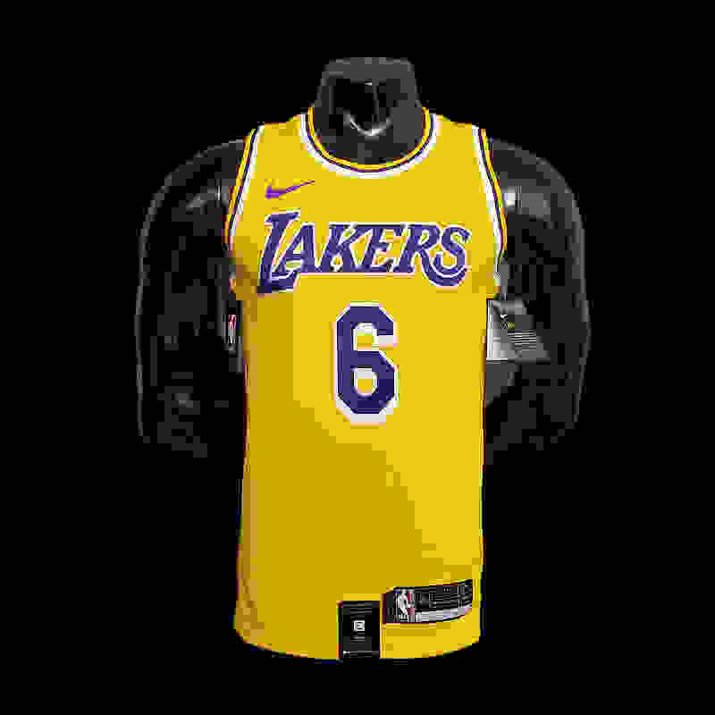 James #6 Lakers Round neck yellow NBA jersey Size︰XS-XXL Nike connect recognitio..