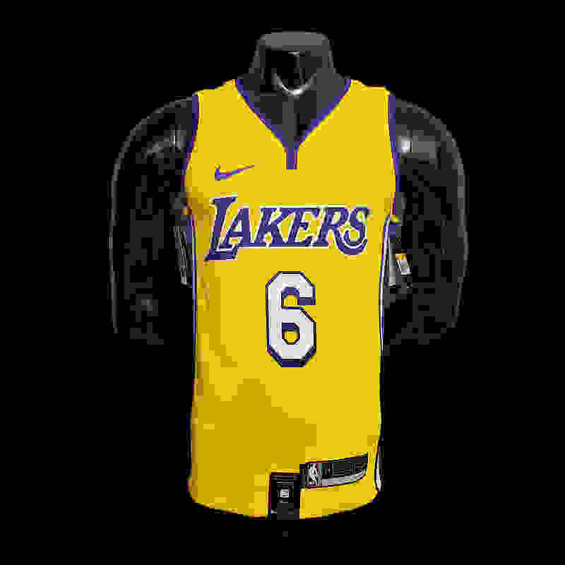 HJames #6 Lakers yellow NBA jersey Size︰XS-XXL Nike connect recognition