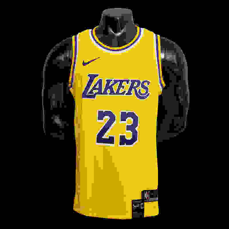 James #23 Lakers Round neck yellow NBA jersey SizeXS-XXL Nike connect recognitio.