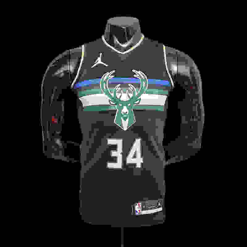 New Bucks Jordan Antetokounmpo #34 Theme Edition Black S-XXL(204B)