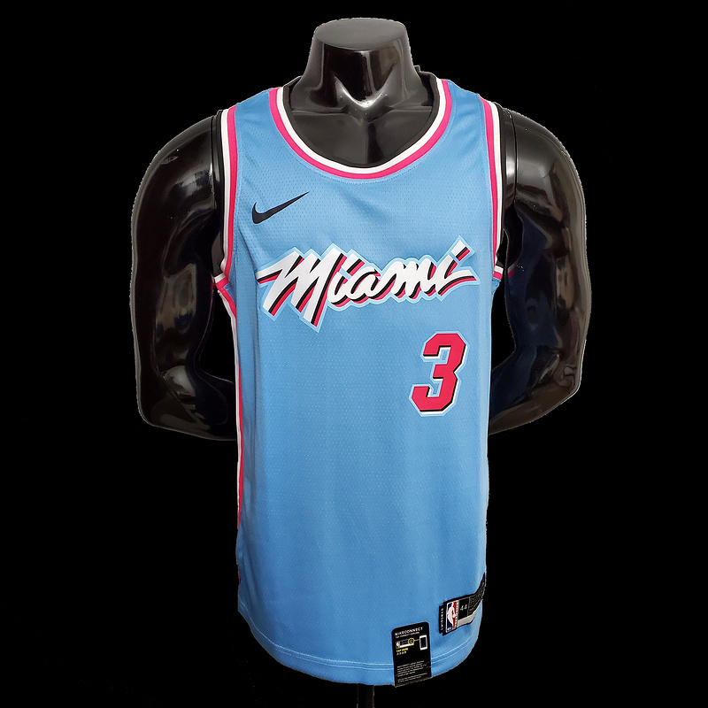 WADE #3 Miami Heat V-neck blue NBA jersey SizeXS-XXL Nike connect recognition