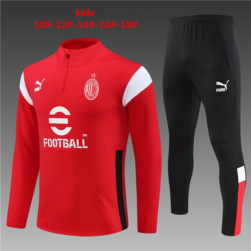 2023-2024 AC MILAN kids  Long Sleeve Half Pull Training Suit Set