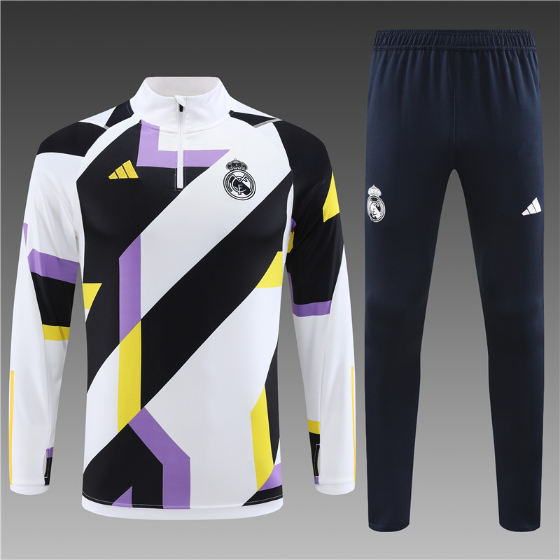 2023-2024  Real Madrid adult  Adult Long Sleeve Half Pull Training Suit Set