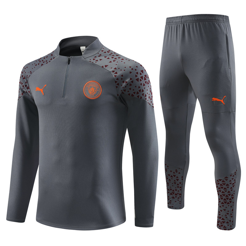 2023-2024  Manchester City AdultLong Sleeve Half Pull Training Suit Set
