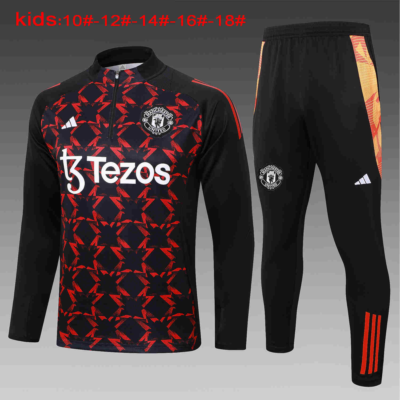 2024-2025 Manchester United  KIDS   Long Sleeve Half Pull Training Suit Set 815